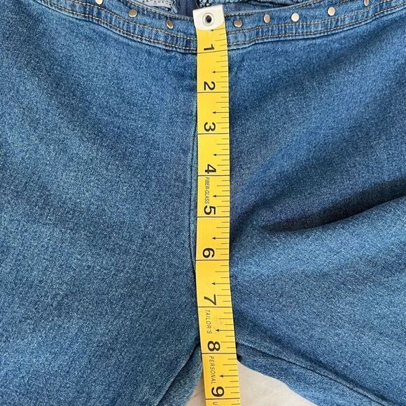 Blue denim vintage flared jeans studded with front slits low rise size 30” - Picture 5 of 6